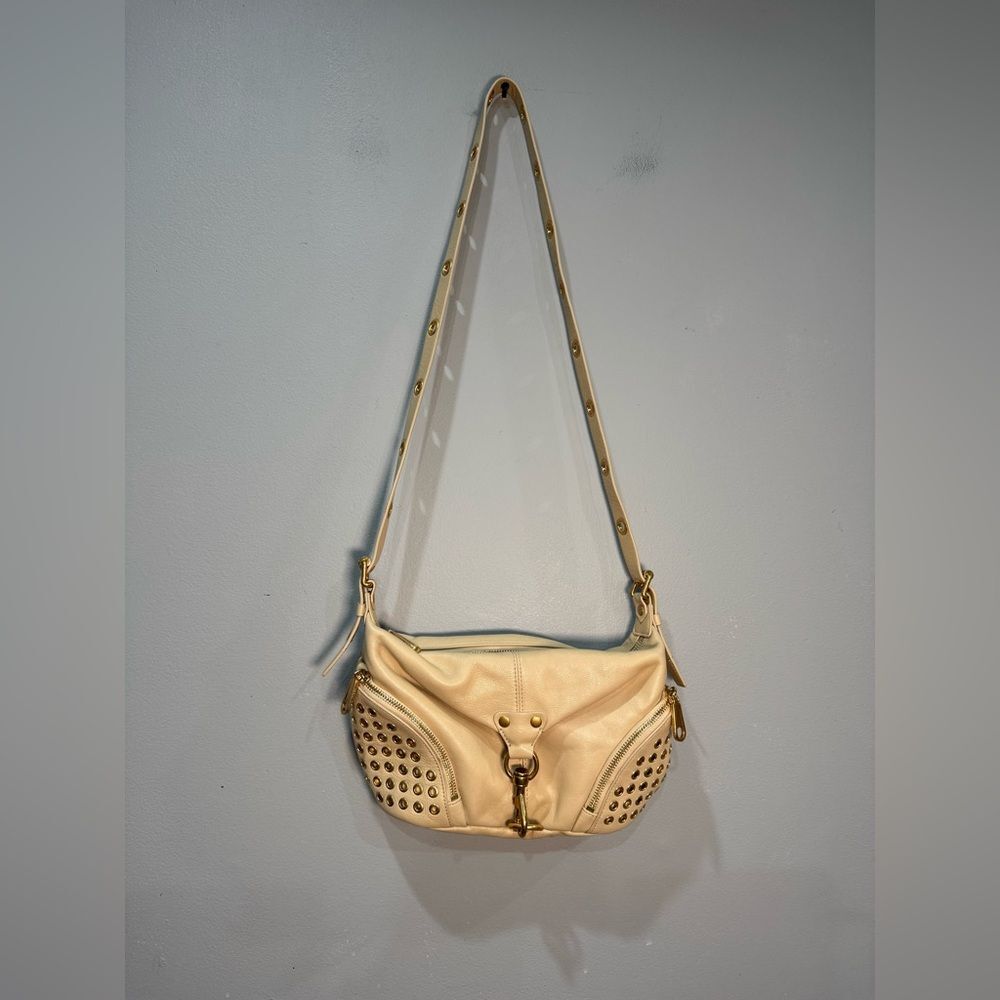 Cream Rebecca Minkoff Gold Grommet Shoulder Bag EUC